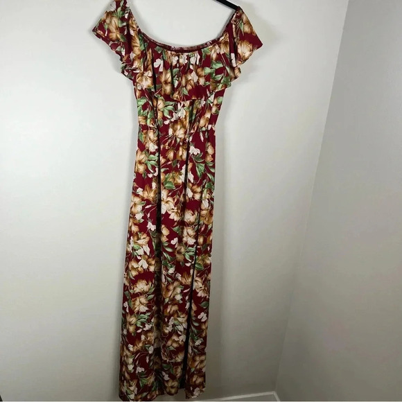 Altar'd State Womens Floral Maxi Dress Short Sleeve Off the Shoulder Lined Small - Picture 8 of 11